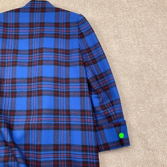 Albert Nipon Coat Women 8 Blue Red Tartan Plaid Long Wool 80s Statement - Picture 14 of 16